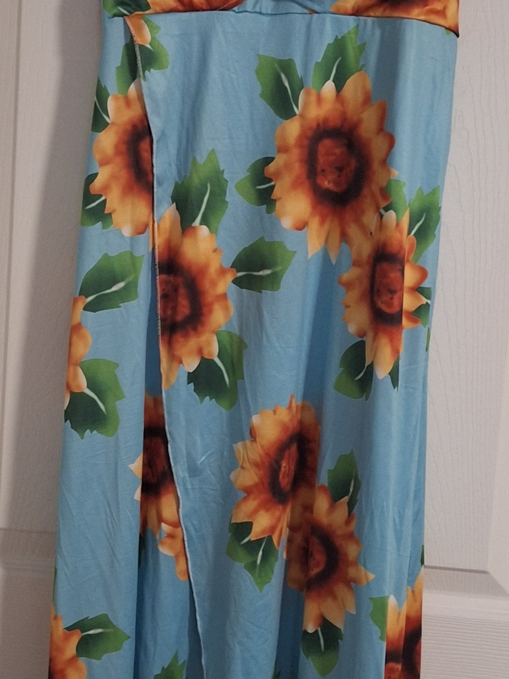 Women’s Blue Sunflower Print Maxi Skirt
